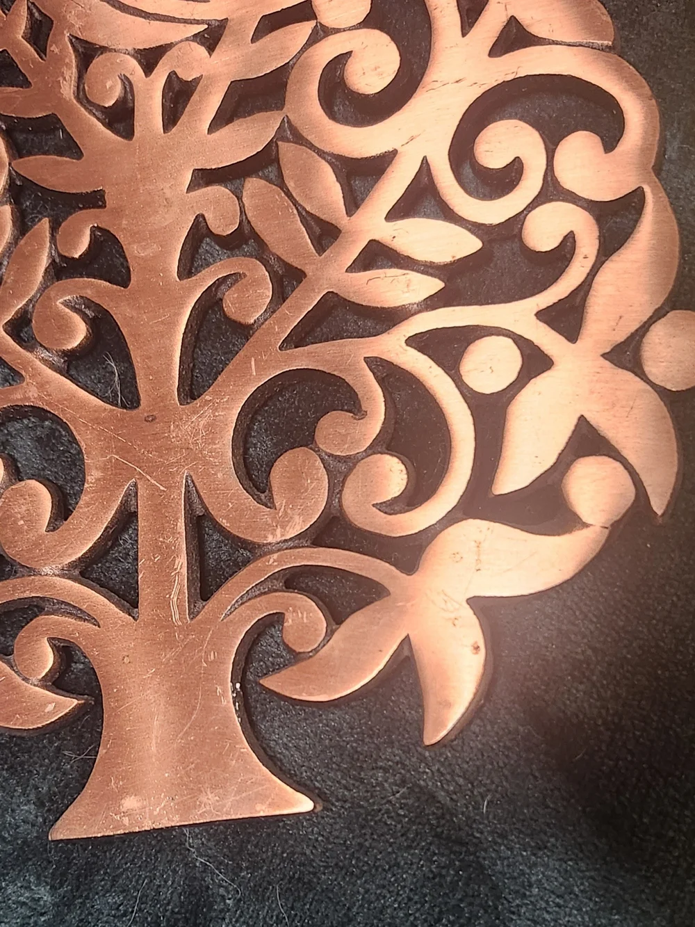 Copper Tree of Life Trivet Cast Metal Bird Footed Wall Hanging Kitchen Decor